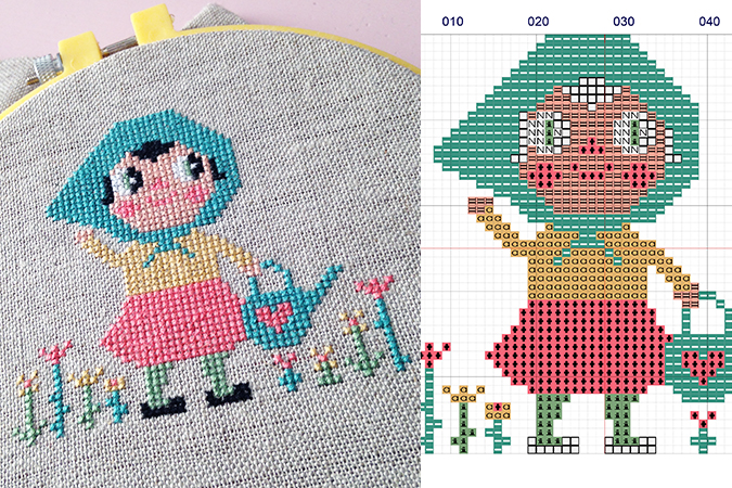DIY Flower Girl cross stitch