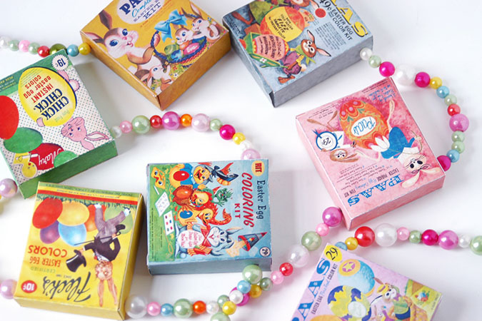 DIY- Vintage Easter Egg Dye Garland or Treat Boxes